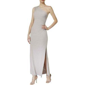 Vince Camuto Grey silver one shoulder gown SZ 8